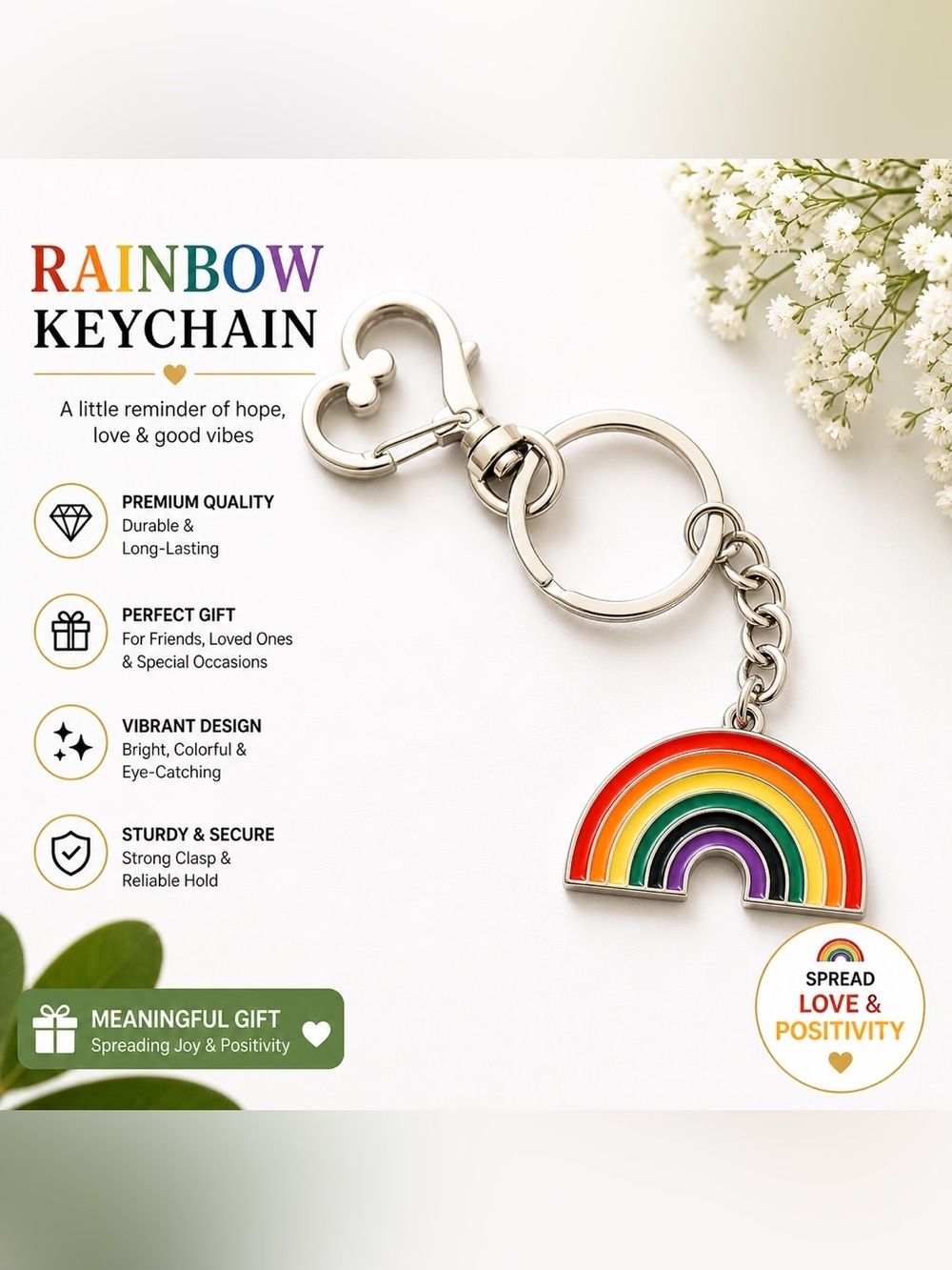 NWOT. Keychain‎ includes Heart Shape Silver Medal Keychain Spring Snap Clip​